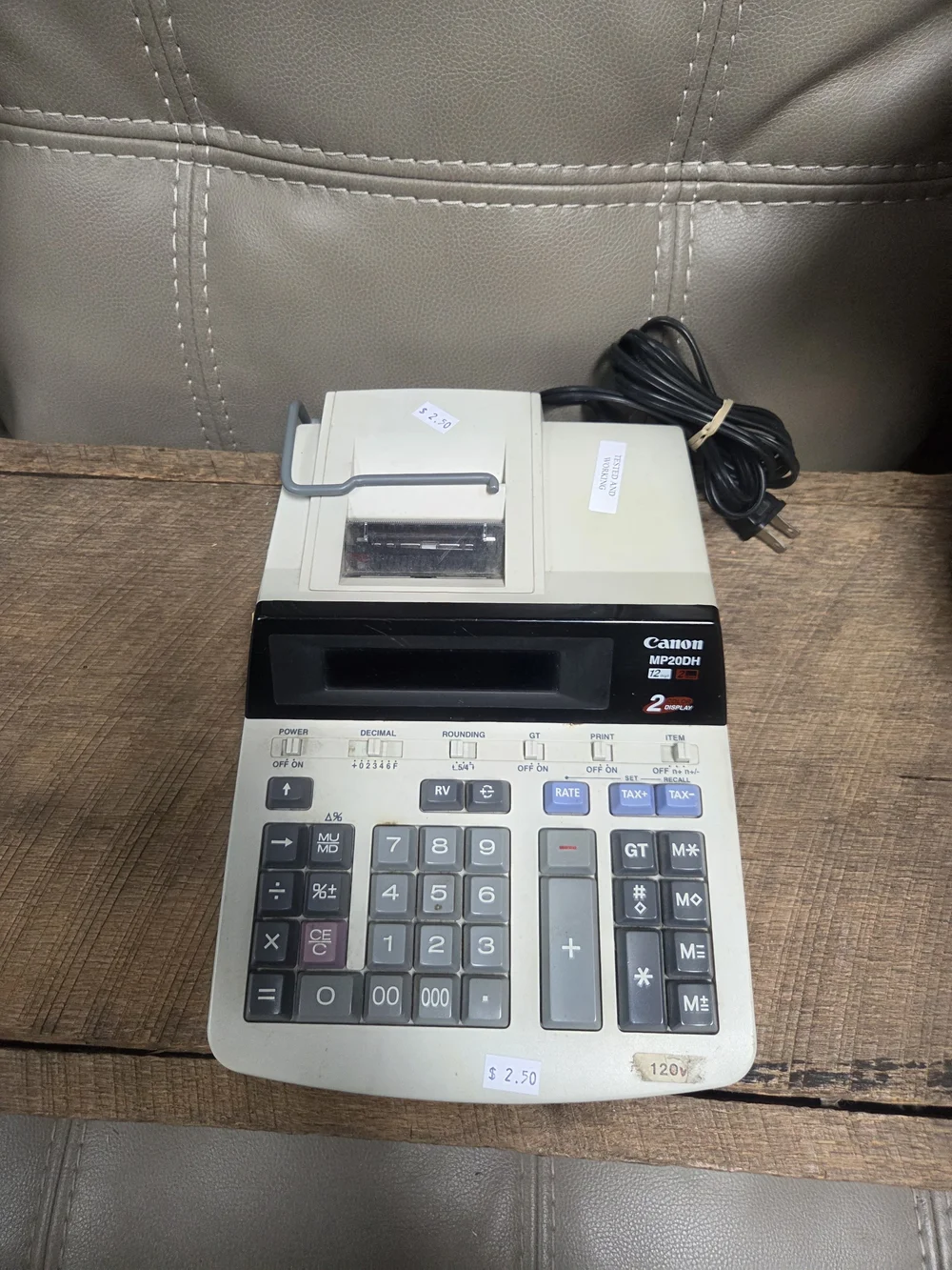 Vintage Canon MP20DH 12-Digit Desktop Printing Calculator Adding Machine Bin 1J